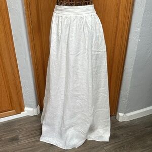 DISSH White Linen Gemima Midi Skirt, Size 12. Two Pocket, Fully Lined. Back Zip